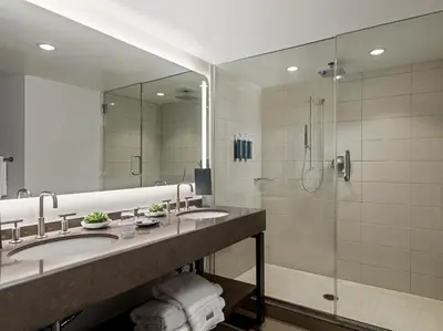 a bathroom with a sink and a shower at The Westin San Diego Bayview in San Diego