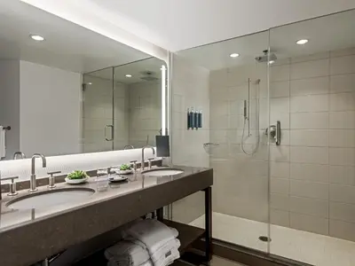 a bathroom with a sink and a shower at The Westin San Diego Bayview in San Diego