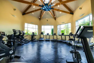 a gym with rows of chairs and a large ceiling at Laguna Cliffs Marriott Resort & Spa in Dana Point