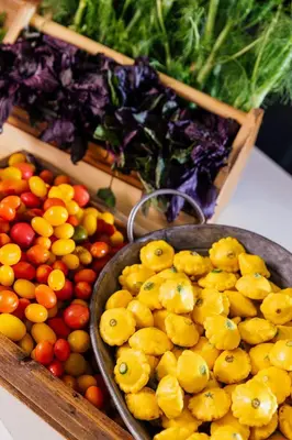 a bunch of different types of fruits and vegetables at Marriott Irvine Spectrum in Irvine