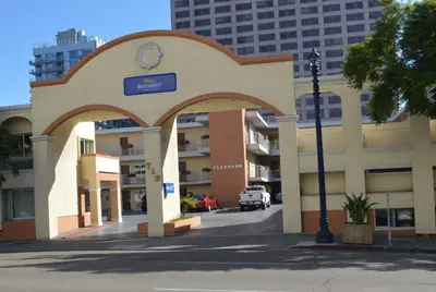 a building with an arch with a clock on it at Baymont by Wyndham San Diego Downtown in San Diego