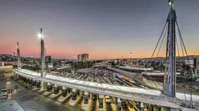 a view of a city with traffic on a bridge at Studio 6 Suites San Ysidro CA San Diego South Bay in San Ysidro, San Diego