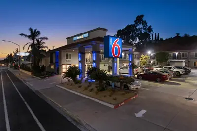 a gas station with a no filling sign in a parking lot at Motel 6-La Mesa, CA in San Diego
