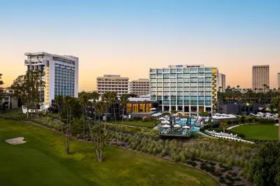 an aerial view of a city with tall buildings at VEA Newport Beach, a Marriott Resort & Spa in Newport Beach