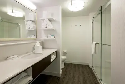 a bathroom with a sink and a toilet and a mirror at Hampton Inn & Suites San Diego-Poway in Poway