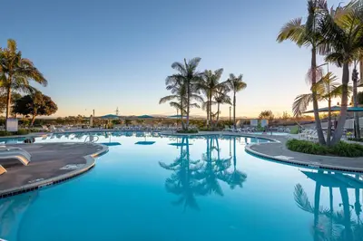 a pool with palm trees and blue water at The Westin Carlsbad Resort & Spa in Carlsbad