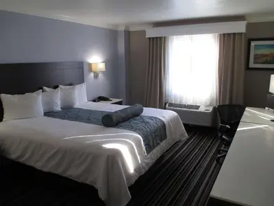 a hotel room with a large bed and a window at Best Western Plus Diamond Valley Inn in Hemet