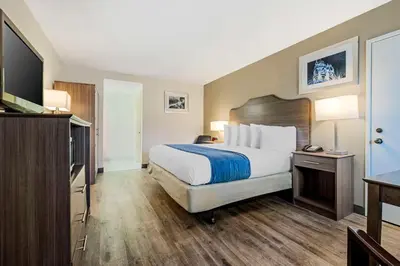 a hotel room with a bed and a flat screen tv at Best Western Santee Lodge in Santee