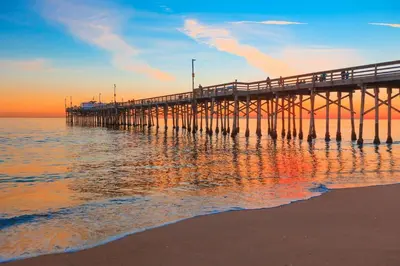 a pier on the beach with the ocean at 416 Dahlia in Newport Beach