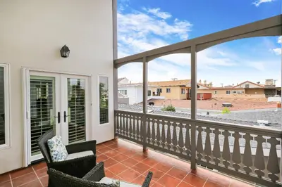 a balcony with a view of a house at 416 Dahlia in Newport Beach