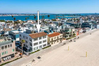 an aerial view of a city with a building at 101-Luxury1 in San Diego