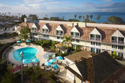 an aerial view of a resort with a swimming pool at Best Western Premier Hotel Del Mar in San Diego