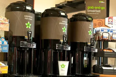 a group of bottles of coffee on a shelf at Extended Stay America Suites - Temecula - Wine Country in Temecula
