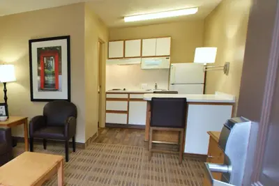 a small room with a kitchen and a living room at Extended Stay America Suites - San Diego - Sorrento Mesa in Sorrento