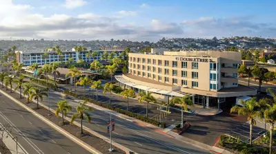 an aerial view of a city with a building at DoubleTree by Hilton San Diego Bayside in San Diego