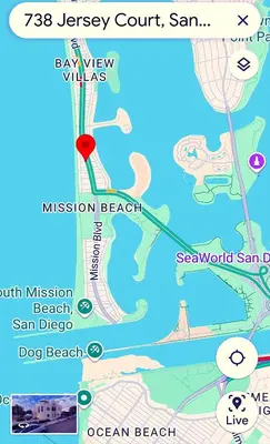 a map of key west beach and ocean beach at Luna Azul, cozy condo only steps to Mission Beach! Free Internet in San Diego