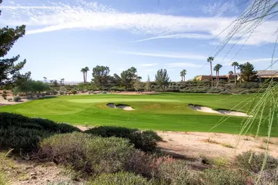 a golf course with two tunnels in the grass at Country Club Home 2 BR, 2 BA and Den about 1 Mi to Golf in Borrego Springs