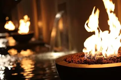 a cake with fires on top of a table at Viejas Casino & Willows Hotel in Alpine