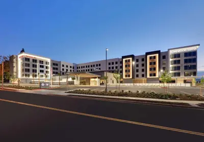 an empty street in front of a large building at Hampton Inn by Hilton Irvine Spectrum Lake Forest in Lake Forest