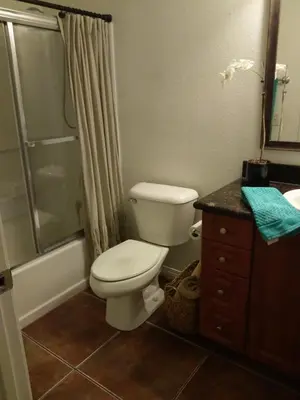 a bathroom with a toilet and a shower and a sink at Departamento completo en San Diego & Bonita You can ask for 30 or more days book and save aditional 15 percent in San Diego