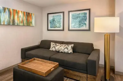 a living room with a couch and a table at SpringHill Suites by Marriott San Diego Carlsbad in Carlsbad