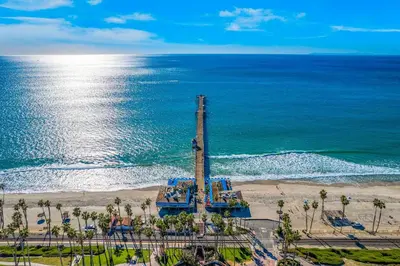 an aerial view of the beach and the ocean at Victoria #5 in San Clemente