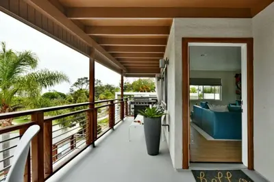 a balcony of a house with a view of the ocean at Luxury Cardiff by-the-Sea Ocean View Penthouse in Encinitas