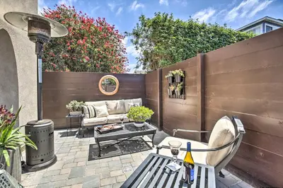 a patio with a couch and a table at Dog-Friendly San Diego Home - 1 Mi to Ocean Beach in San Diego