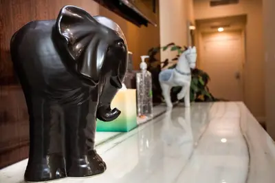 a statue of a dog and a horse on a table at Spacious 1 Bedroom Apartment in Heart of San Diego in San Diego
