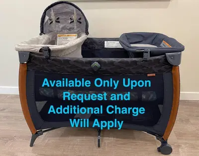 a suitcase with a sign that reads available only upon request and additional charge will apply at Steps to Balboa Park- Brand New Apt - Cozy Studio in San Diego