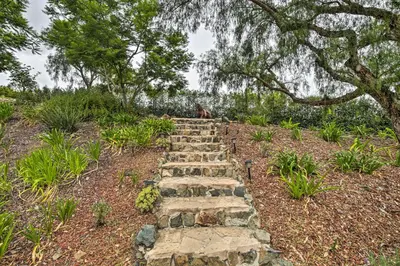 a stone path in a garden with a tree at Rancho Santa Fe Casita - Gate Guarded Community! in Rancho Santa Fe