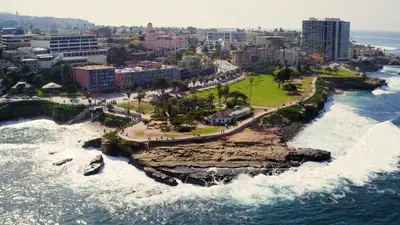 an aerial view of the ocean and a city at Inn by the Sea, La Jolla in San Diego