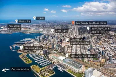 an aerial view of a city with many buildings at Your Home in San Diego - Two-Car Garage in San Diego