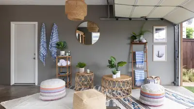 a living room with a table and a mirror at Oliver by AvantStay Summer Escape Beach House 4 Blcks from Ocean in San Diego