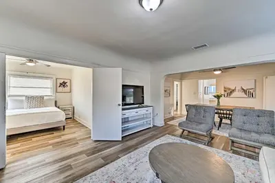 a large living room with a bed and a television at Walk to Poway Farmers Market Family Retreat! in Poway
