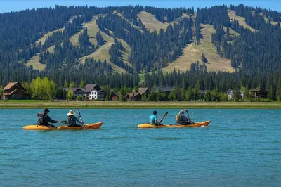 a group of people in kayaks on a lake at Stallion Crest Suite with TV and private bathroom in Hemet