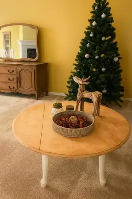 a christmas tree in a living room with a coffee table at Willow brook room with TV in Hemet