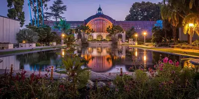 a large building with a pond in front of it at Studio Free Parking Walk to Convention in San Diego