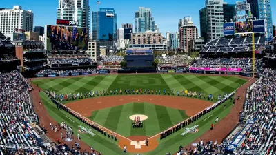 an aerial view of a baseball game in a stadium at 2BR Walk to Convention Center Free Parking in San Diego