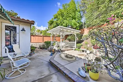 a patio with a gazebo and chairs and plants at Chula Vista Studio with Hot Tub about 9 Mi to Downtown in Chula Vista