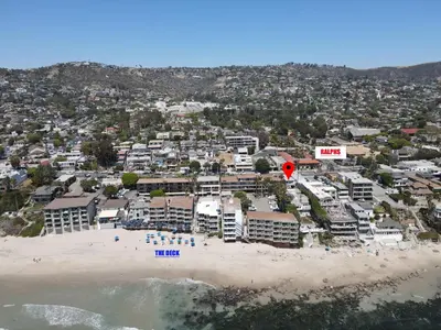 an aerial view of a resort on the beach at Village District! Cleo Beach! 5 Min Walk to DTWN! in Laguna Beach