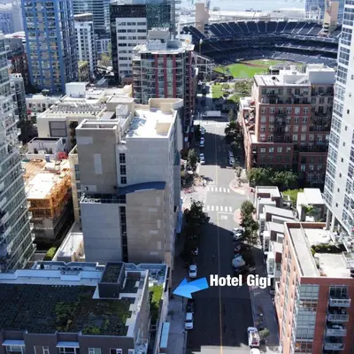 an aerial view of a city with tall buildings at Hotel Gigi in San Diego