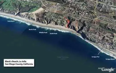 a map of a beach and the ocean at Private Room3 Own Entry Shared Bath One Guest Walk to UCSD in San Diego