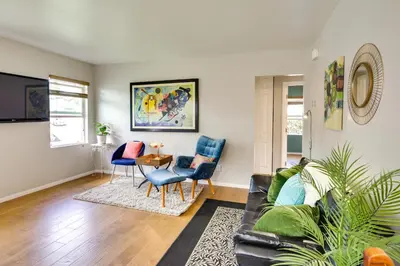 a living room with a couch and chairs and a table at Pet-Friendly San Diego Home with Patio 5 Mi to Dtwn in San Diego