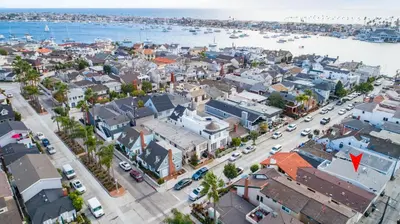 an aerial view of a city with a harbor at 129 Opal Ave B in Newport Beach