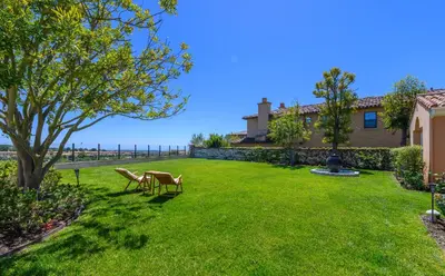 a yard with two chairs and a tree at Escape to Luxury Newport Coast Pelican Gated Home in Newport Beach